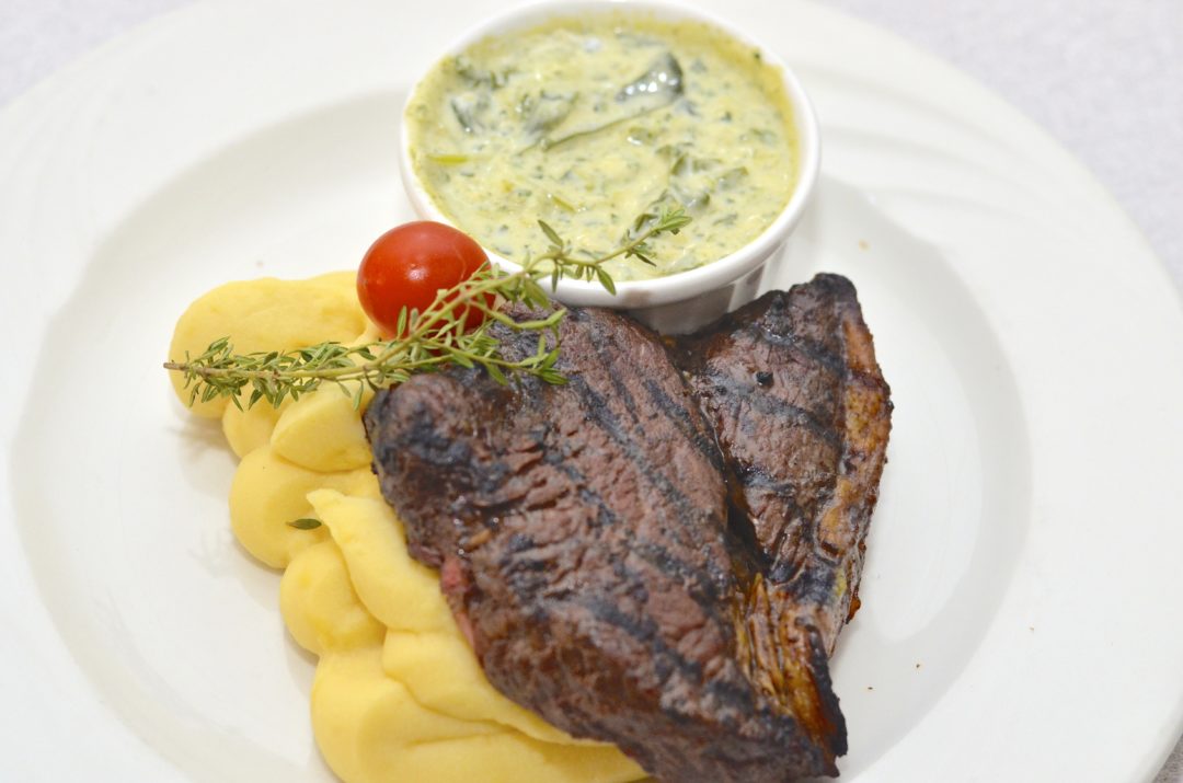 Rump Steak with Creamy spinach and Butter Mashed Potato